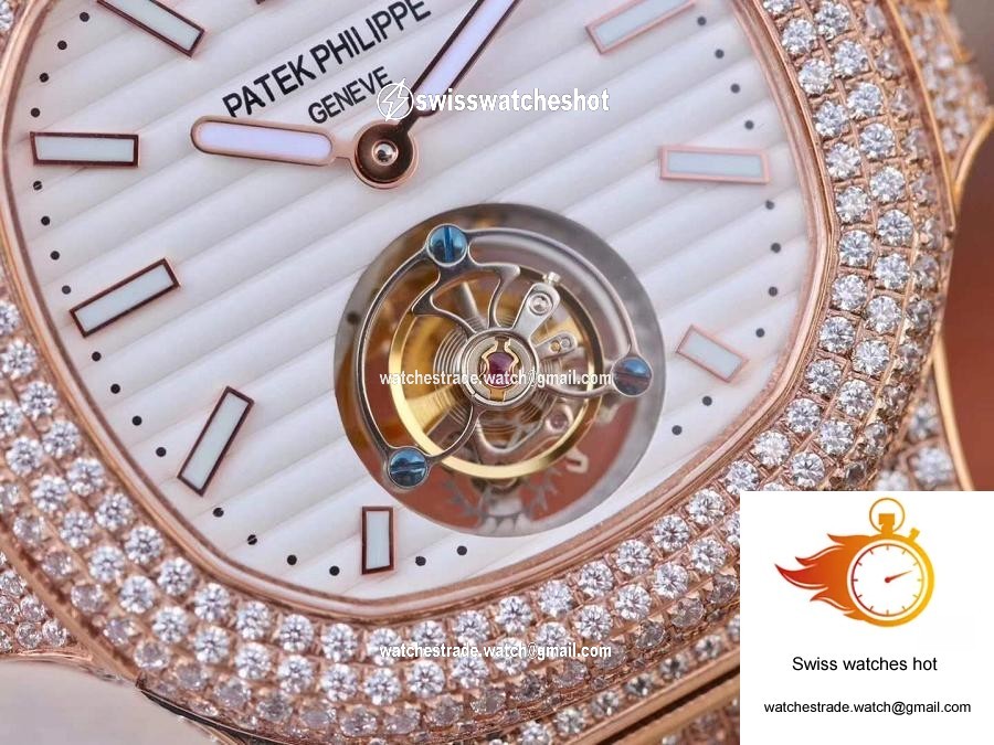 Patek Philippe Nautilus Jumbo 5711 Rose Gold Tourbillon 2018 R8 Factory White Dial 4