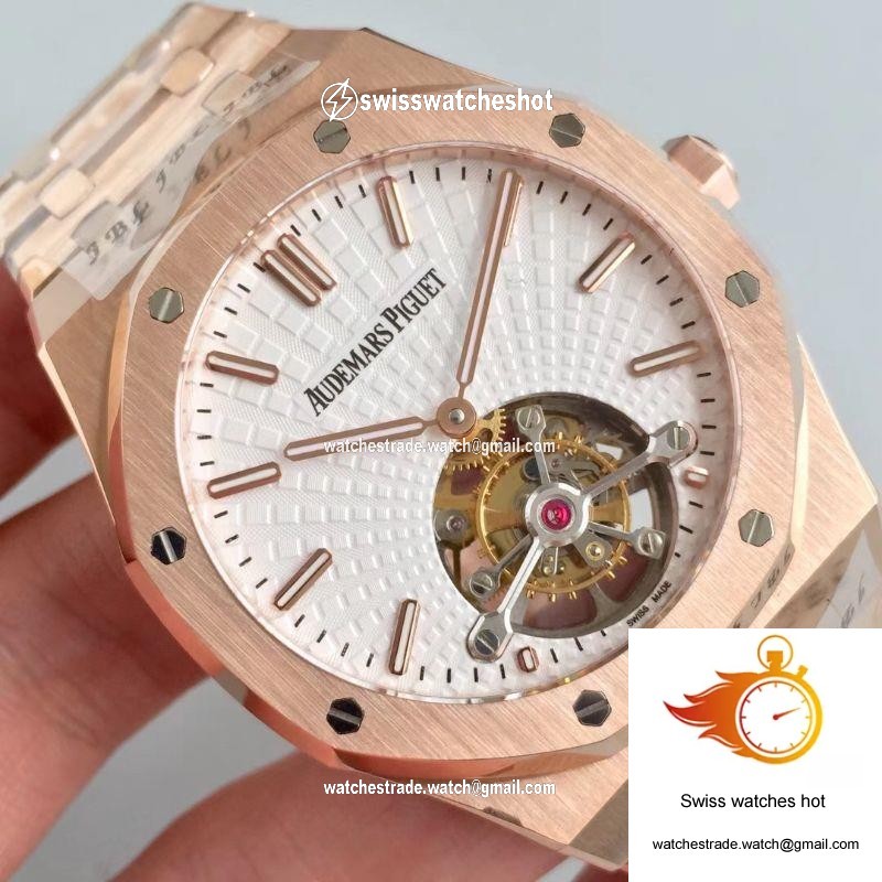Audemars Piguet Royal Oak Rose Gold Tourbillon Extra Thin 26522 R8 Factory White Dial 4
