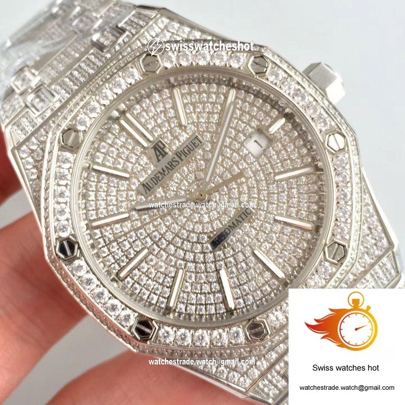 Audemars Piguet Royal Oak 15400.OR Full Diamond White Dial 4