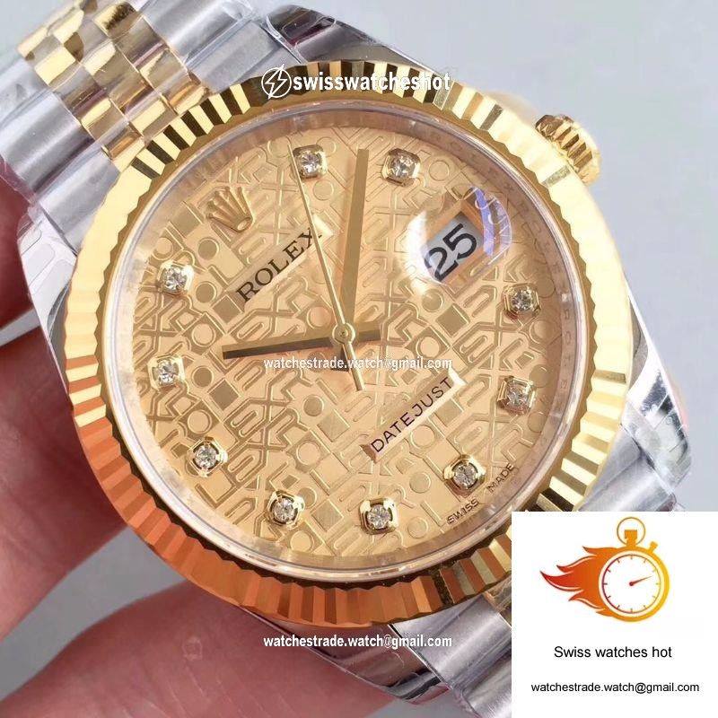 Rolex Datejust 126333-0003 41MM EW Factory Diamond-studded Gold Textured Dial 4