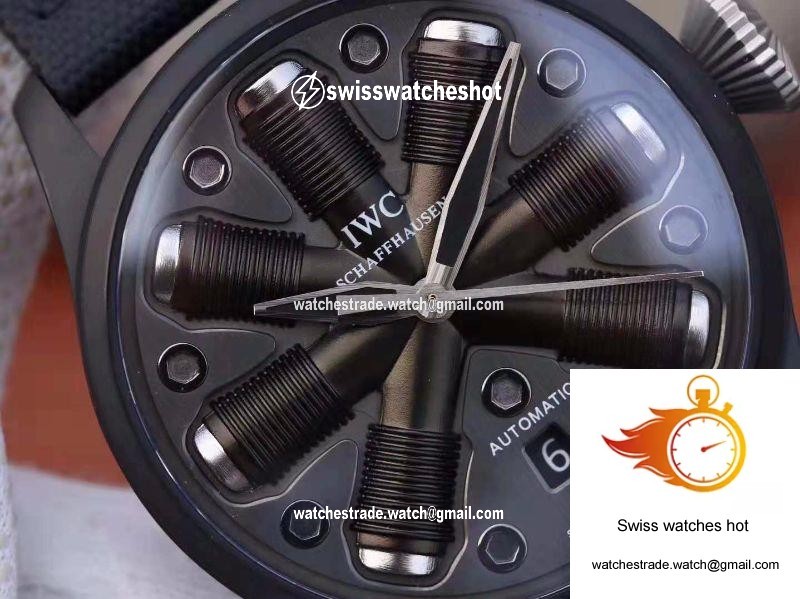 IWC Schaffhausen Pilot Top Gun 44 Black Nylon Strap Fuse Dial 4