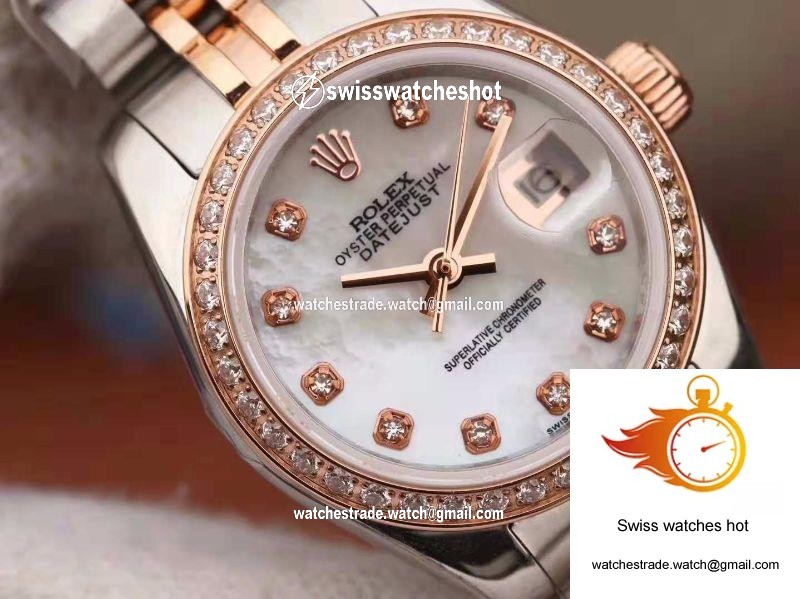 Rolex Lady Datejust Two Tone Bracelet 28MM Enamel Dial 4