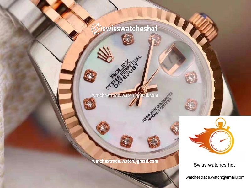 Rolex Lady Datejust Rose Gold 28MM White Enamel Dial 4