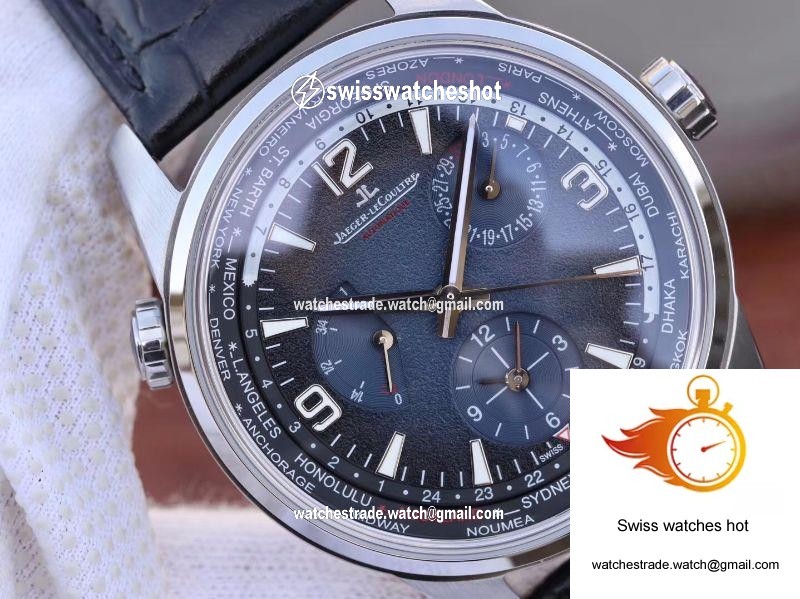 Jaeger-LeCoultre Polaris Geographic 904847J 42MM TWA Factory Black Blue Textured Dial 4