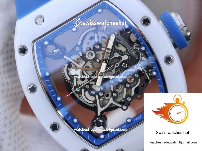 Richard Mille RM055 KV Factory White Ceramic Blue Hollow Dial 4