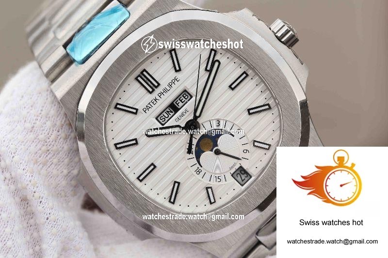 Patek Philippe Nautilus Annual Calendar Moonphase 5726/1A-010 KM Factory White Dial 4