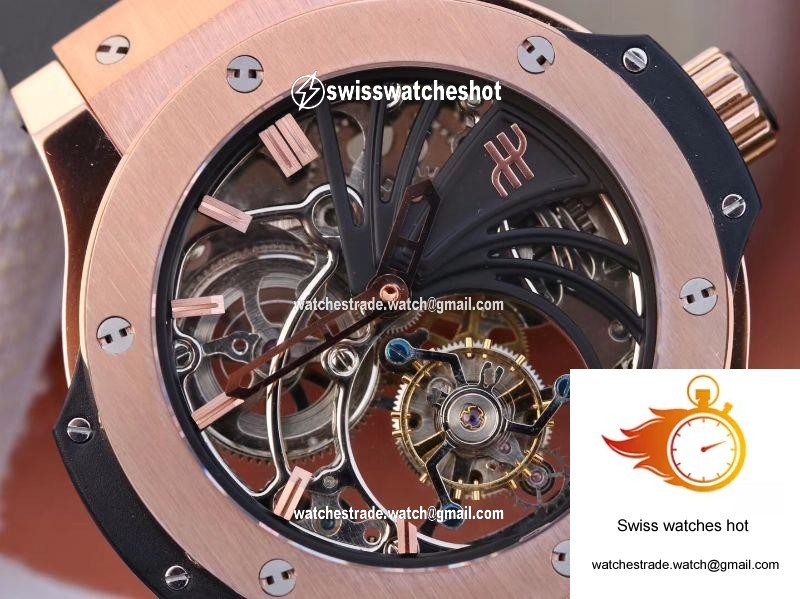 Hublot Big Bang Hollow Tourbillon 18K Rose Gold Skeleton Dial 4