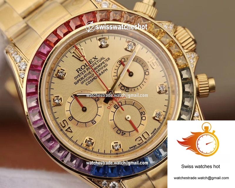 Rolex Daytona Cosmograph Rainbow 116598RBOW BL Factory Gold Dial 4