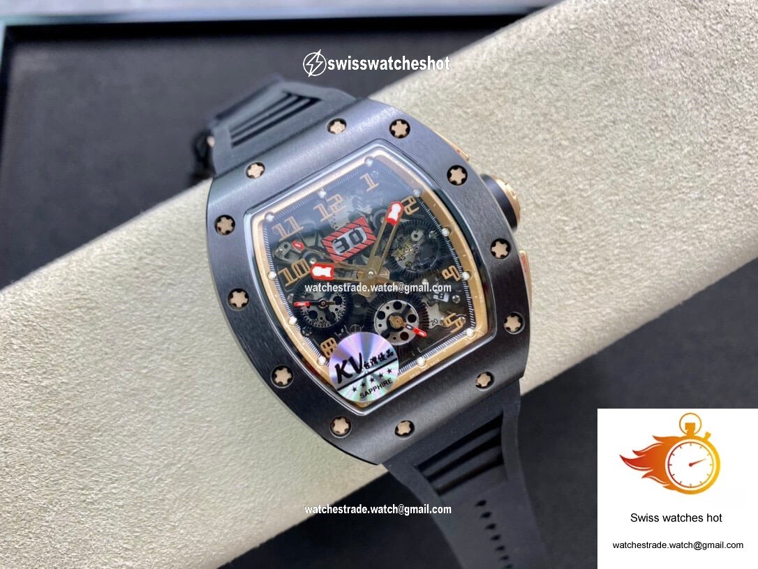 Richard Mille RM011 KV Factory Black Ceramic Skeleton Dial 4