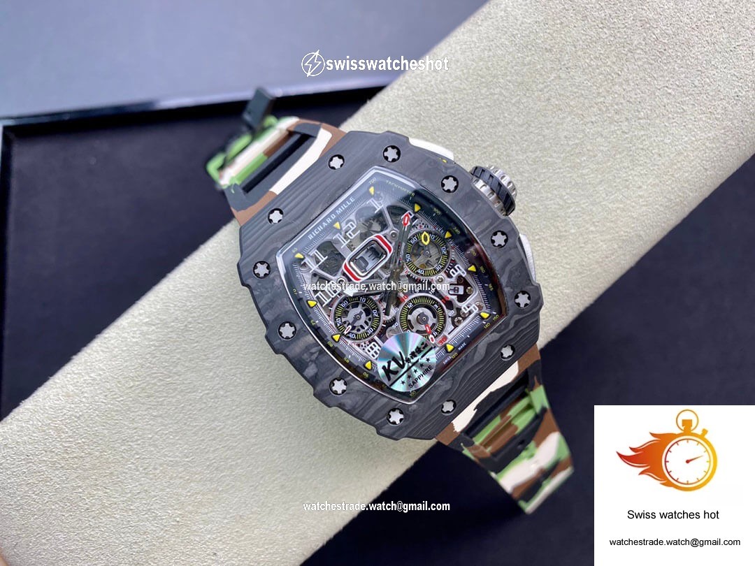 Richard Mille RM-011 KV Factory V2 Carbon Fiber Camo Rubber Strap 4