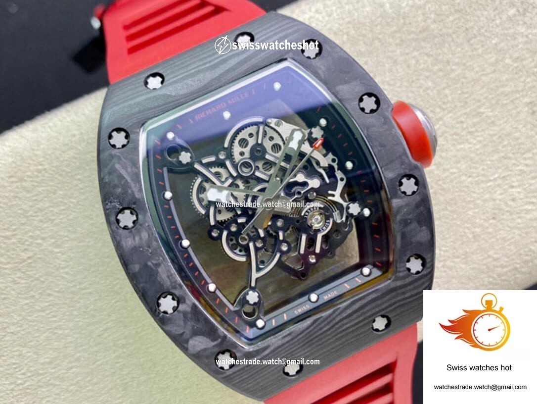 Richard Mille RM055 KV Factory V2 Carbon Fiber Red Strap 4