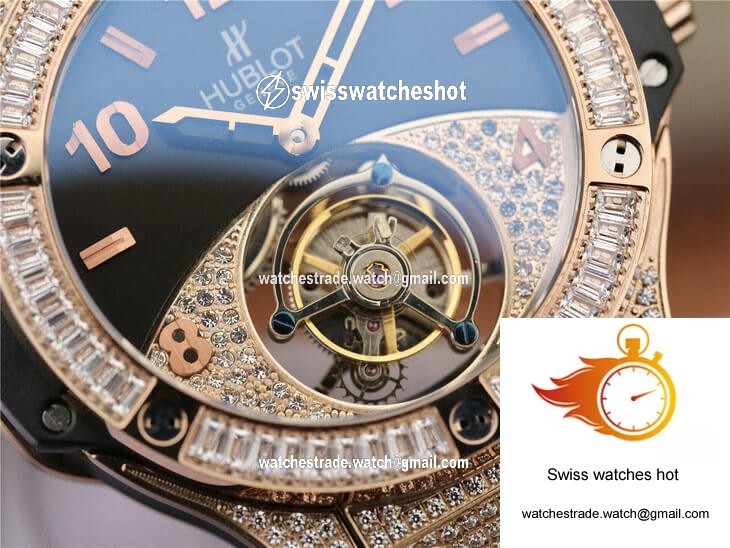 Hublot Big Bang Tourbillon Rose Gold Diamond Black Dial 4