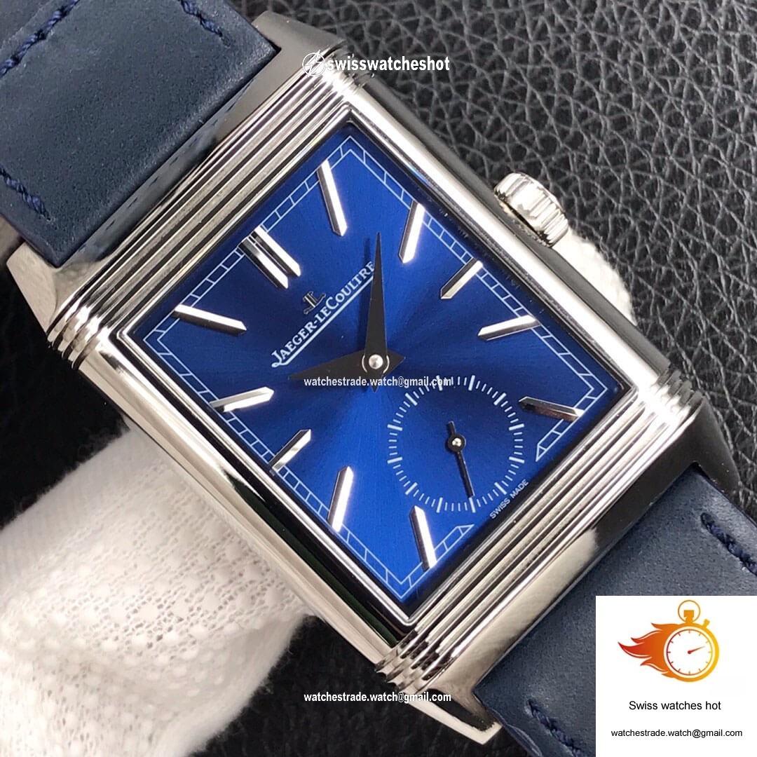 Jaeger LeCoultre Reverso Tribute Double-sided Double Time Zone Flip MG Factory Blue Dial 4