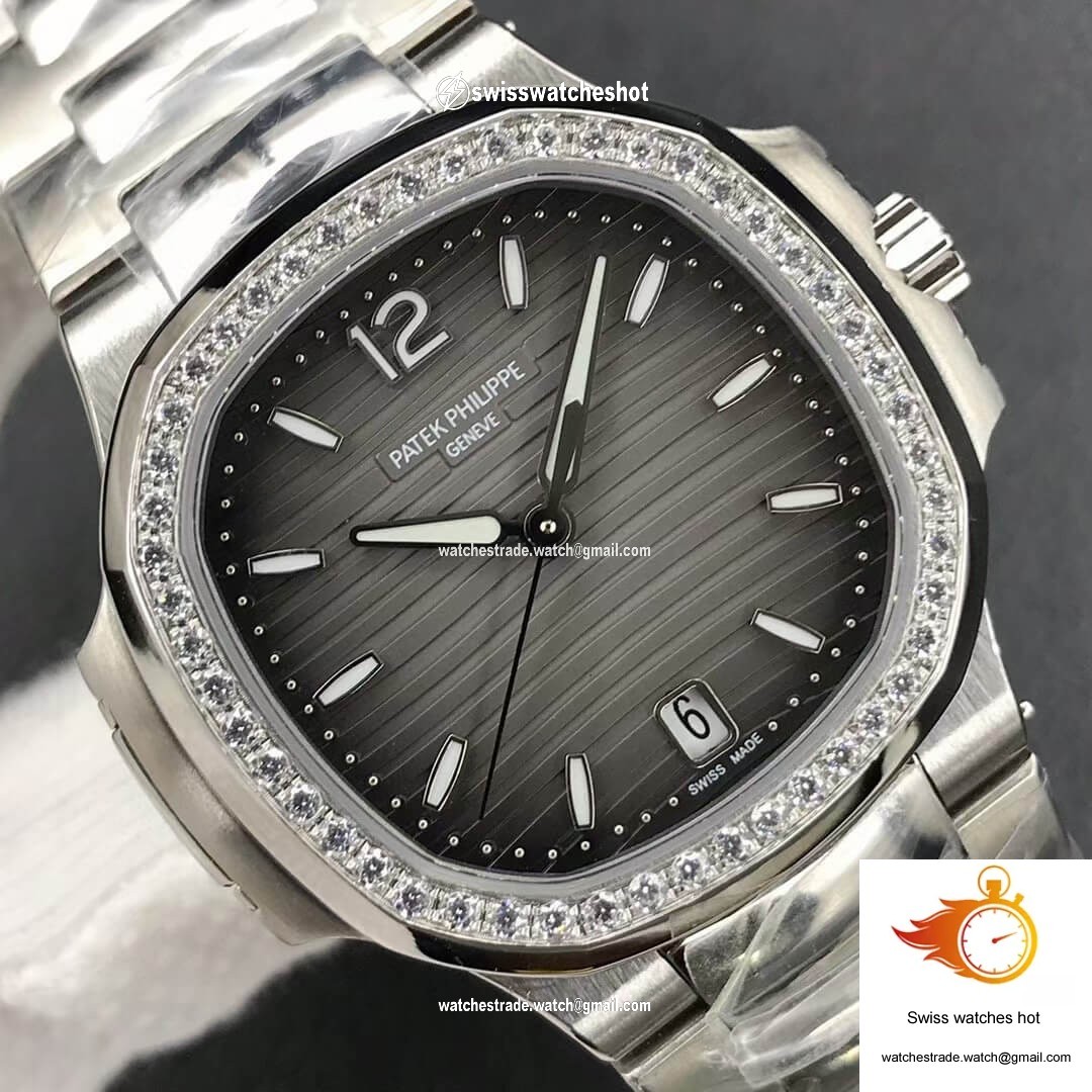 Patek Philippe Nautilus Ladies 7118-1200A-011 PF Factory Gray Black Gradient Dial 4