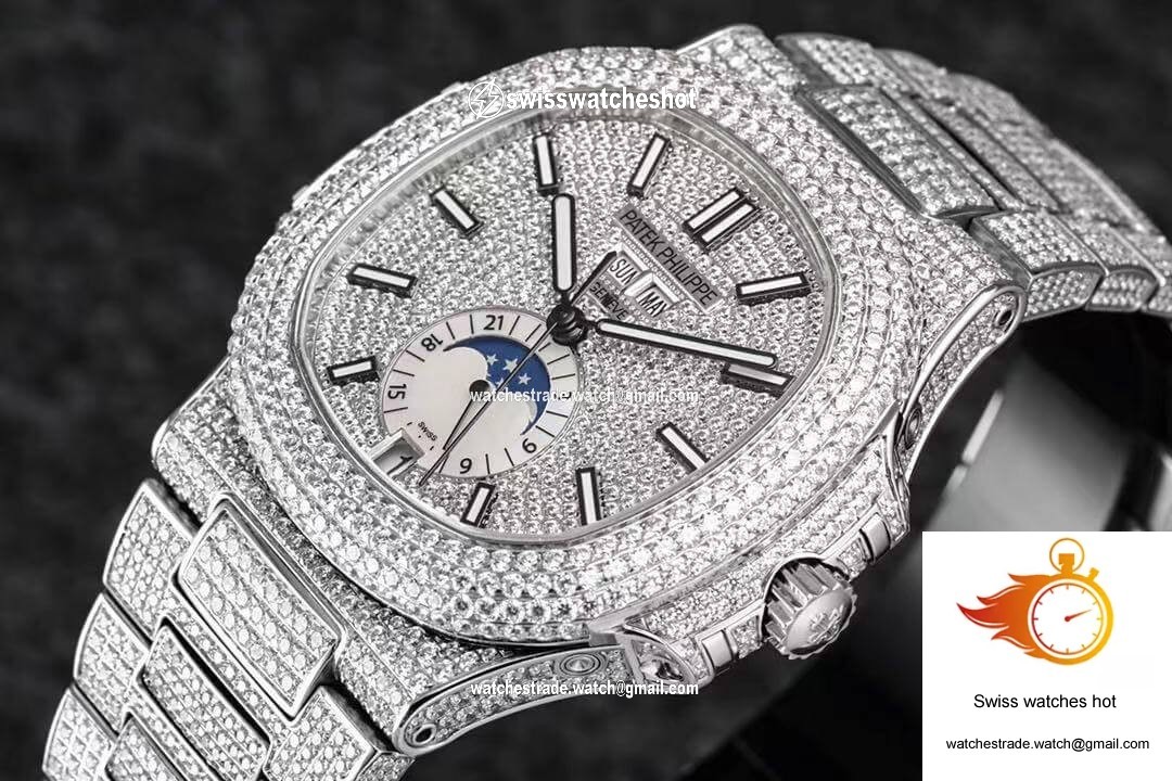 Patek Philippe Nautilus 5726/1A-014 R8 Factory Gypsophila Silver Diamond 4