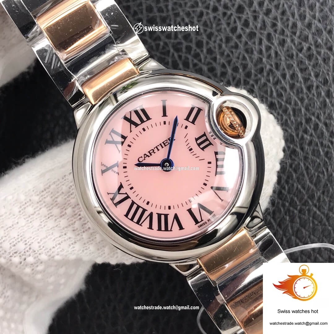 Ballon Bleu De Cartier Ladies 28MM V6 Factory V8 Pink Dial 4