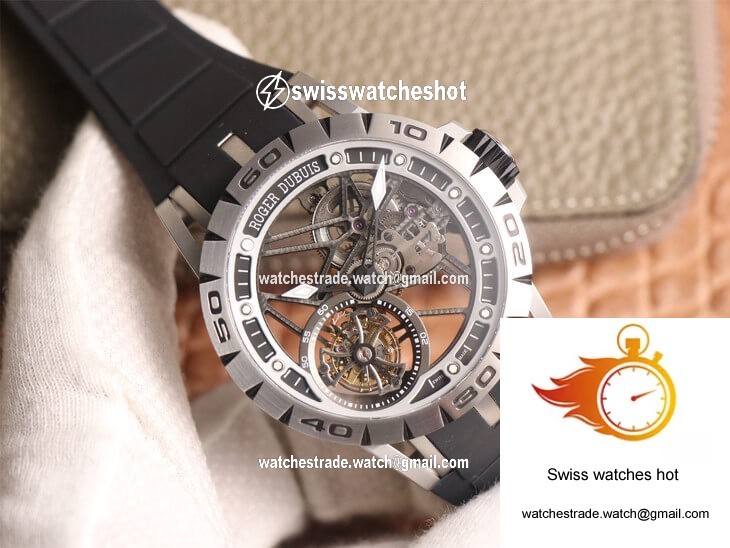 Roger Dubuis Excalibur Spidr RDDBEX0479 JB Factory Tourbillon Skeleton Dial Black Strap 4