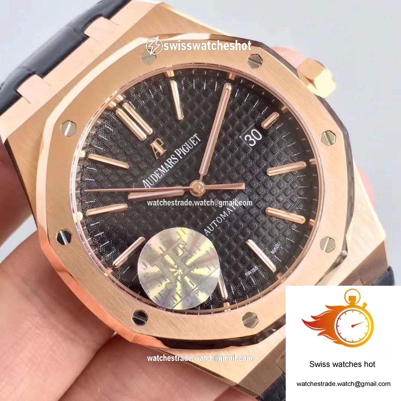 Audemars Piguet Royal Oak 15400 JF Factory Leather Strap Black Dial 4