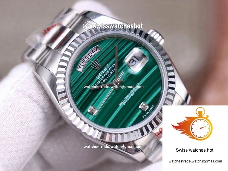 Rolex President Day Date 18038 Malachite Green Diamond Dial 4