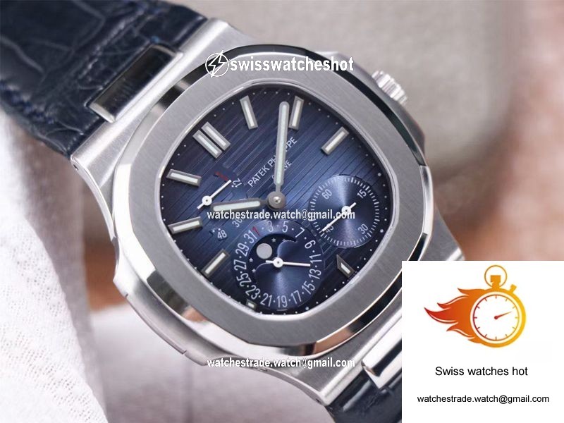 Patek Philippe Nautilus 5712/1A-001 PF Factory Blue Dial Leather Strap 4