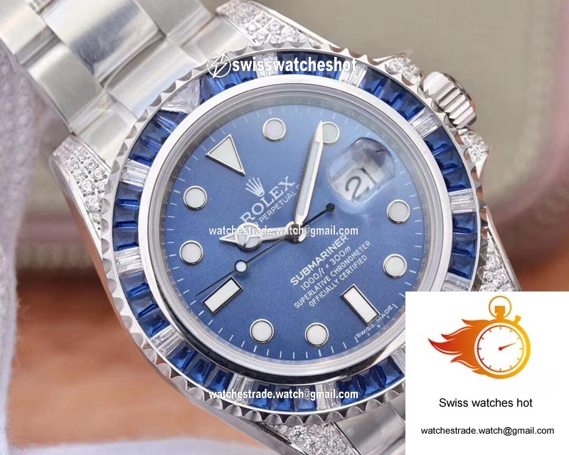 Rolex Submariner Date 116619LB Diamond Customized Edition GS Factory Blue Dial 4