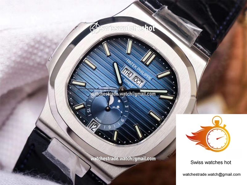 PF Factory Patek Philippe Nautilus 5726/1A-014 Moonphase Black Leather Strap 4