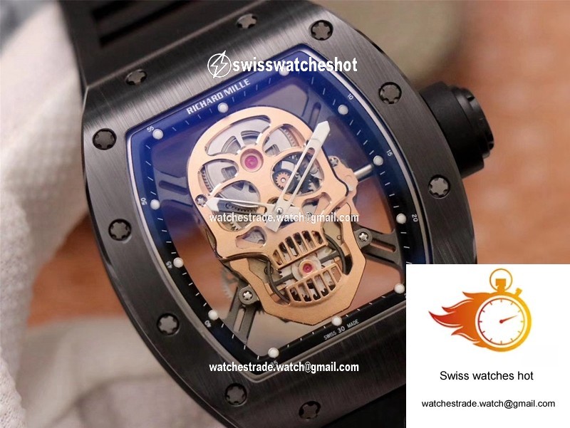 Richard Mille RM052-01 ZF Factory Black Ceramic Rose Gold Skull Dial 4