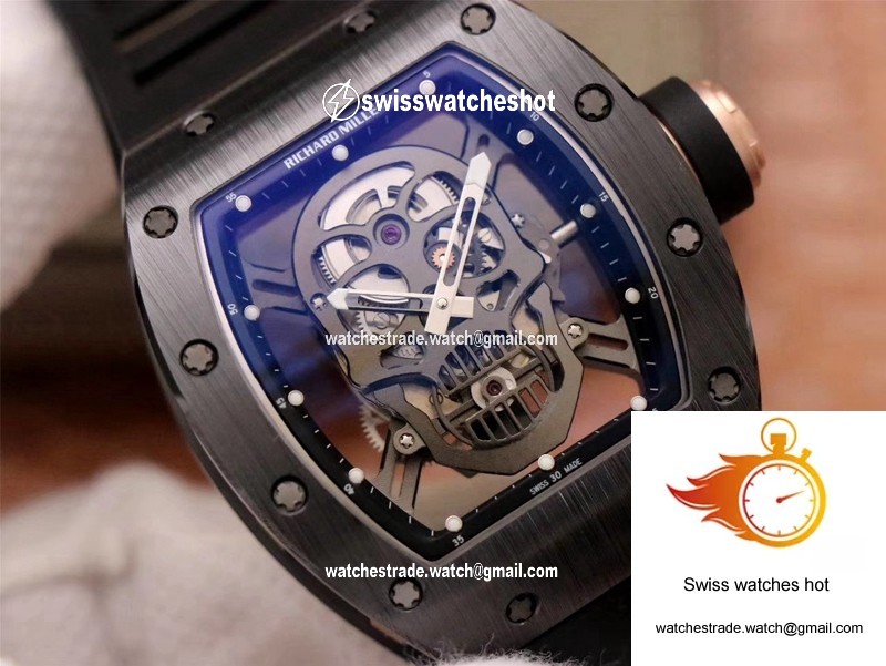 Richard Mille RM052-01 ZF Factory Black Ceramic Grey Skull Dial 4