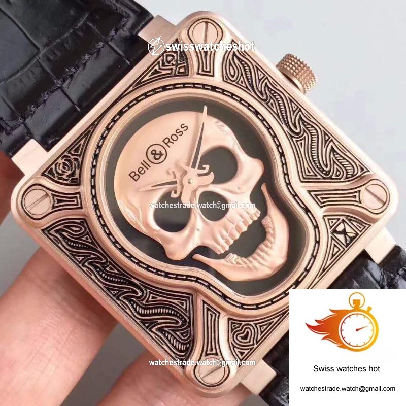 Bell & Ross BR 01 Skull Bronze Rose Gold and Black Dial 4