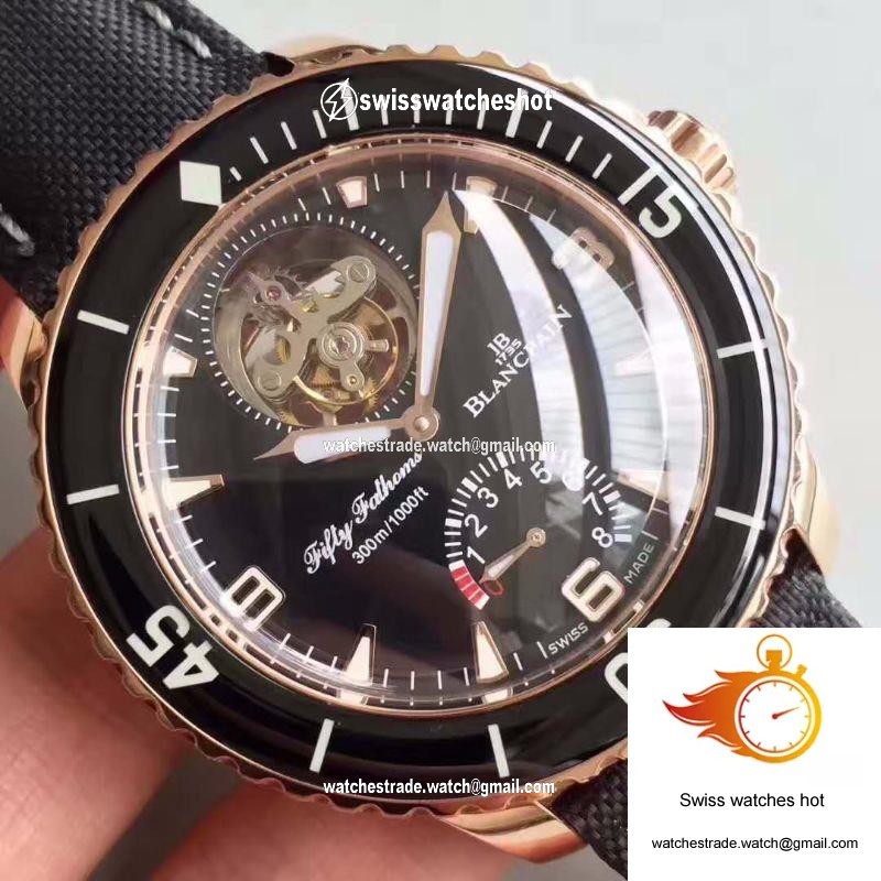 Blancpain Fifty Fathoms Tourbillon 5025-3630-52A Rose Gold Black Dial 4