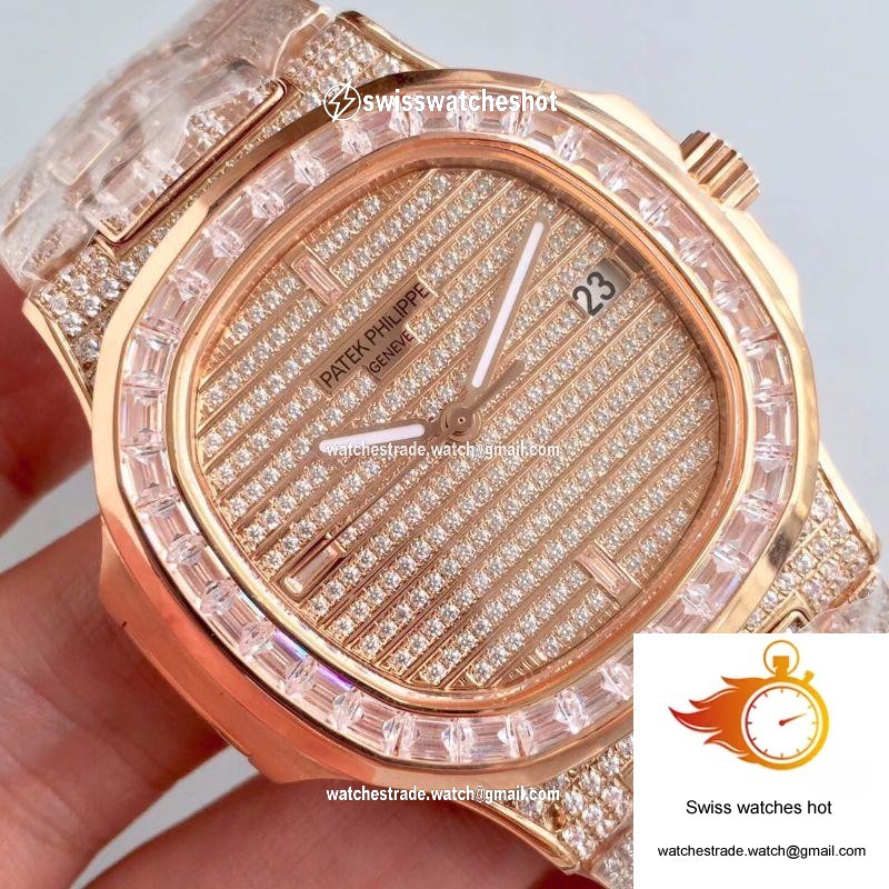 Patek Philippe Nautilus Jumbo 5719/1G-001 Rose Gold Diamonds Dial 4