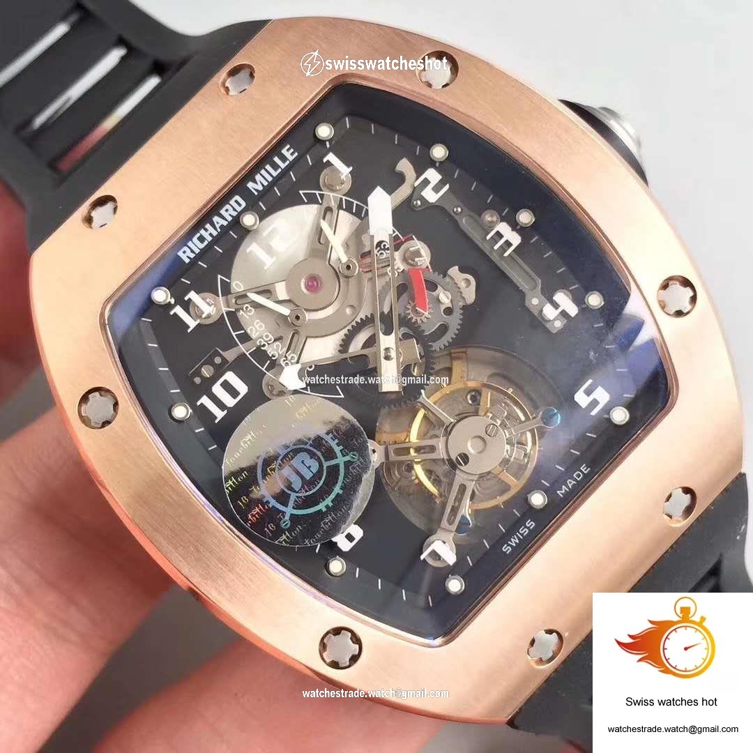 Richard Mille RM001 Rose Gold Tourbillon JB Factory Black Dial 4