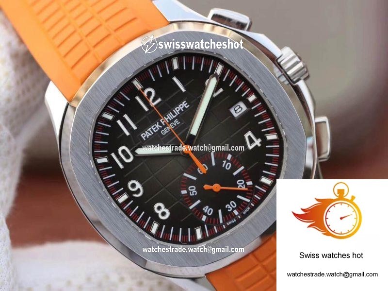 Patek Philippe Aquanaut Chronograph 5968A Orange Rubber Strap Black Dial 4
