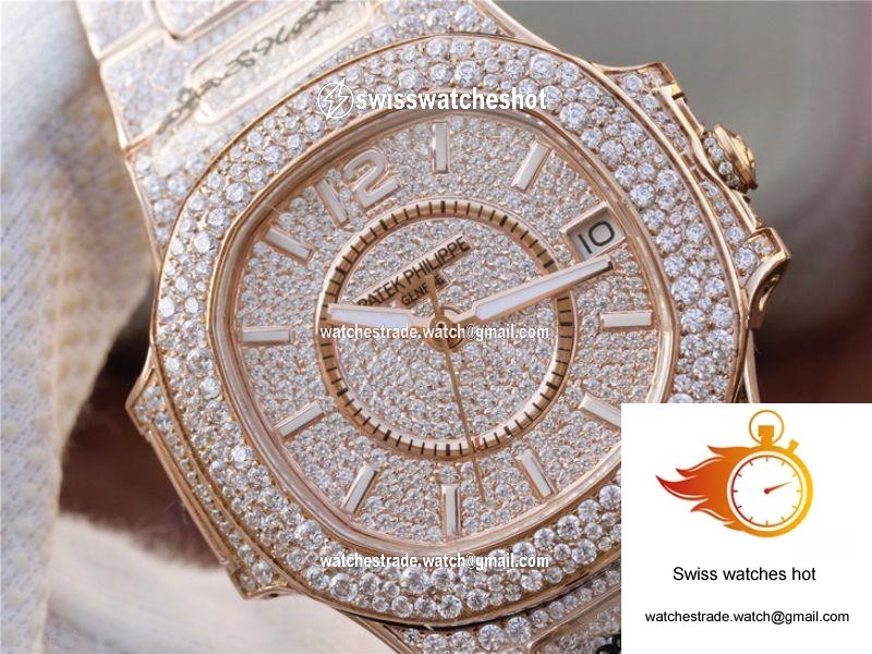 Patek Philippe Nautilus Jumbo 7021/1R-001 Full Paved Diamonds Dial 4