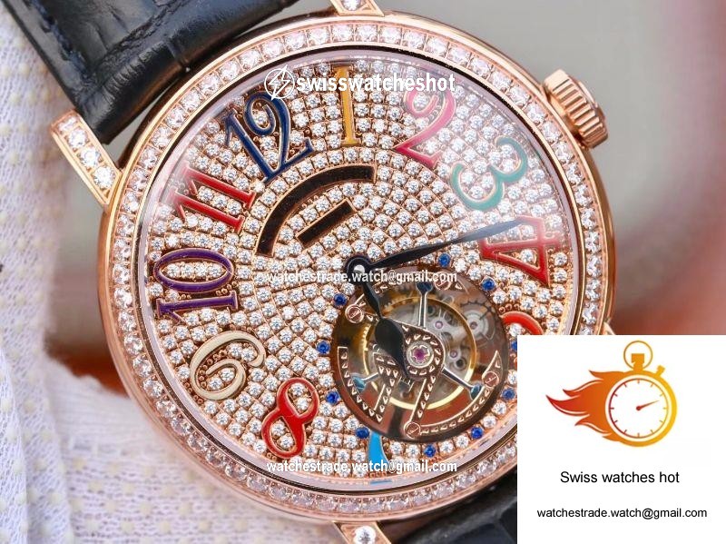 Franck Muller Round Color Dreams Tourbillon 18K Rose Gold Diamond Dial 4