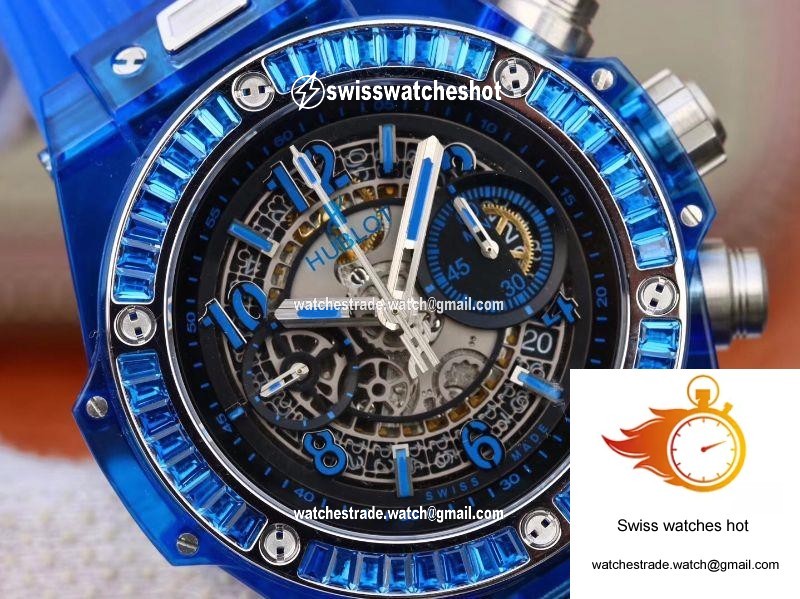 Hublot Big Bang Unico 411.JX.4802.RT Blue Strap Skeleton Dial 4