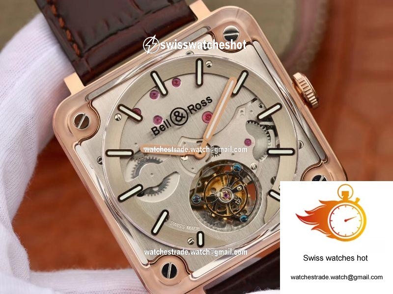 Bell & Ross BR-X2 Tourbillon 18K Rose Gold Stainless Steel Brushed Dial 4