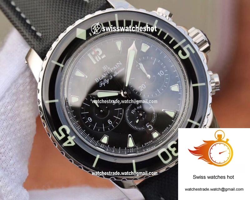 Blancpain Fifty Fathoms Chronographe Flyback 5085F-1130-52A OM Factory Black Nylon Strap Black Dial 4