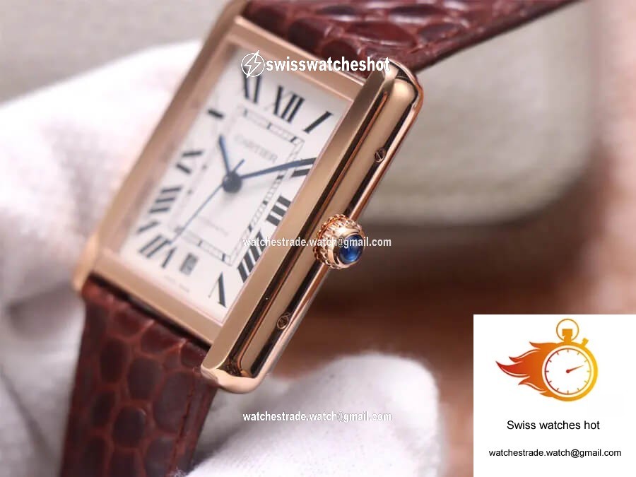 Cartier Tank W5200026 V9 Factory Rose Gold White Dial 5