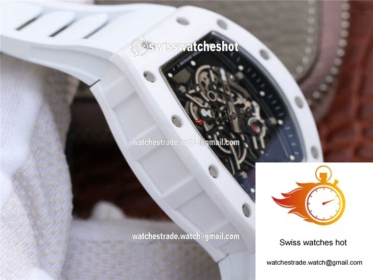 Richard Mille RM055 KV Factory Ceramic White Rubber Strap 5