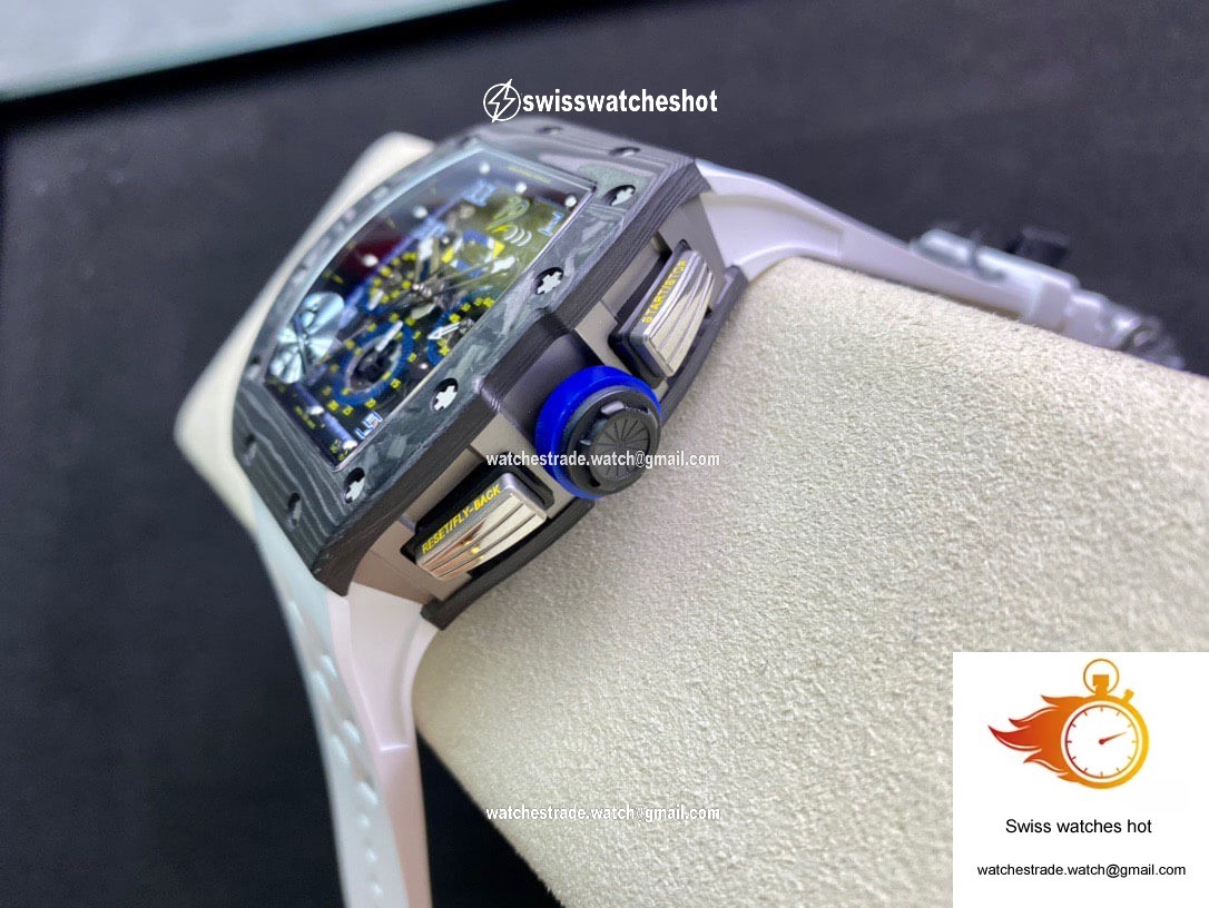 Richard Mille RM011 KV Factory Carbon Fiber White Rubber Strap 5