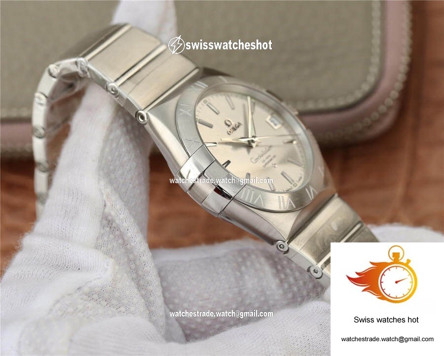Omega Constellation 123.10.38.21.02.001 VS Factory Silvery White Dial 5