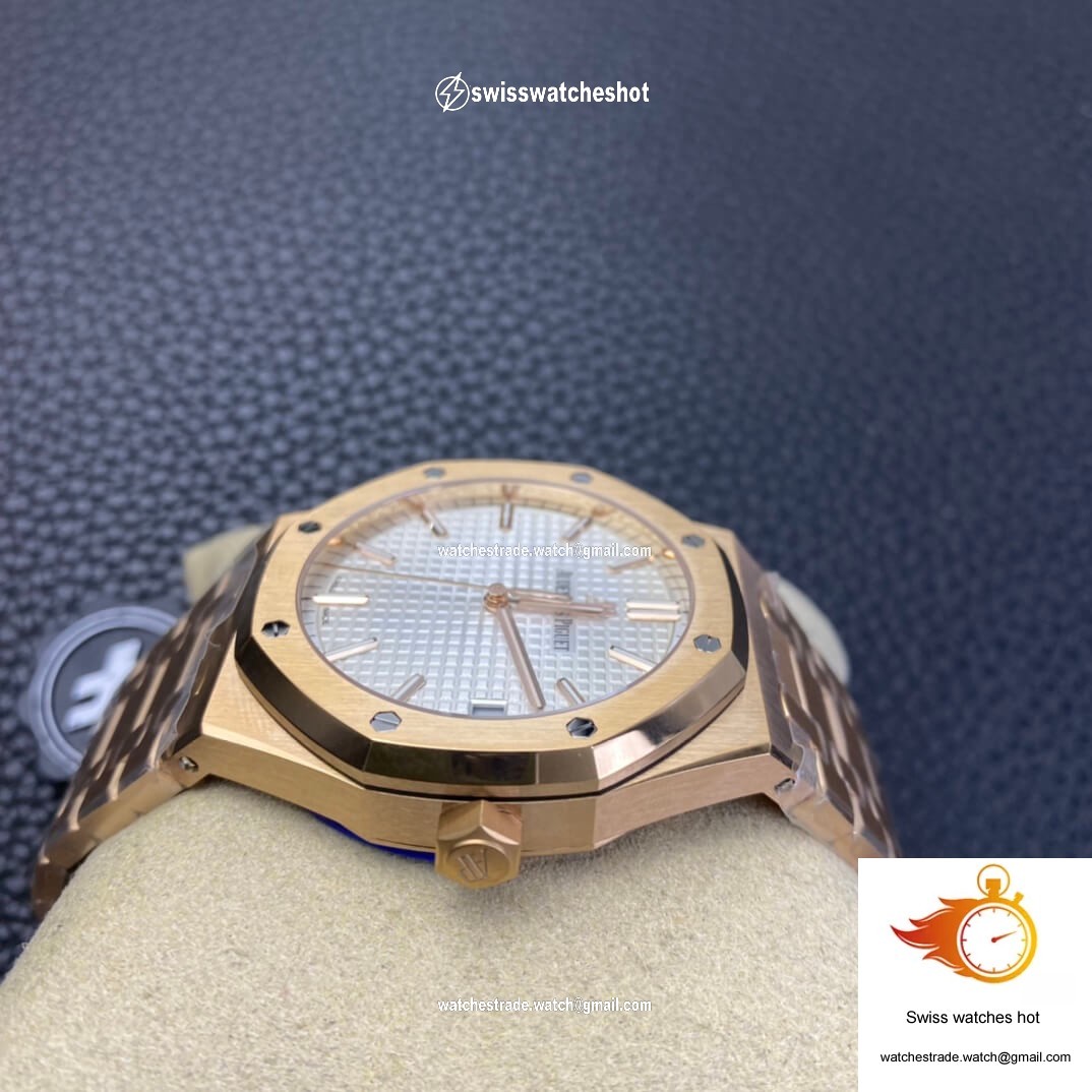 Audemars Piguet Royal Oak 15500 ZF Factory Rose Gold Version White Dial 5