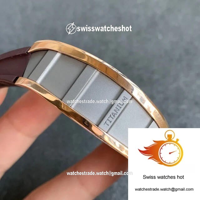 Richard Mille RM011 KV Factory Rose Gold Brown Rubber Strap 5