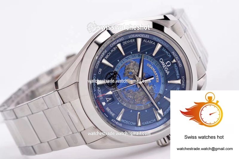 Omega Seamaster Aqua Terra GMT Worldtimer 220.10.43.22.03.001 VS Factory Blue Dial 5