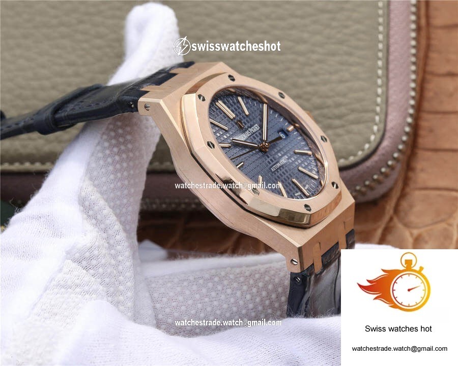 Audemars Piguet Royal Oak 15400 OM Factory Blue Dial Leather Strap 5