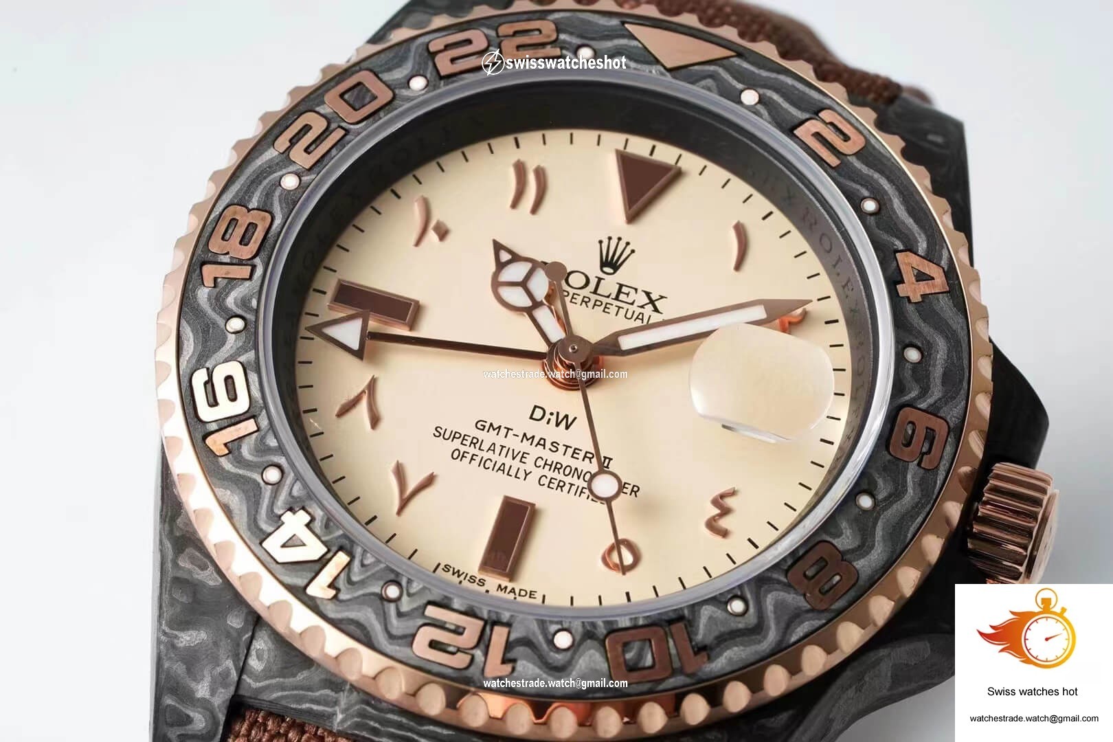 Rolex GMT-MASTER II Diw Carbon Fiber Brown Fabric Strap 5