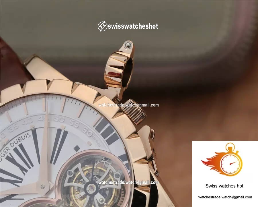 Roger Dubuis Excalibur RDDBEX0249 JB Factory Tourbillon Gold Case White Dial 5