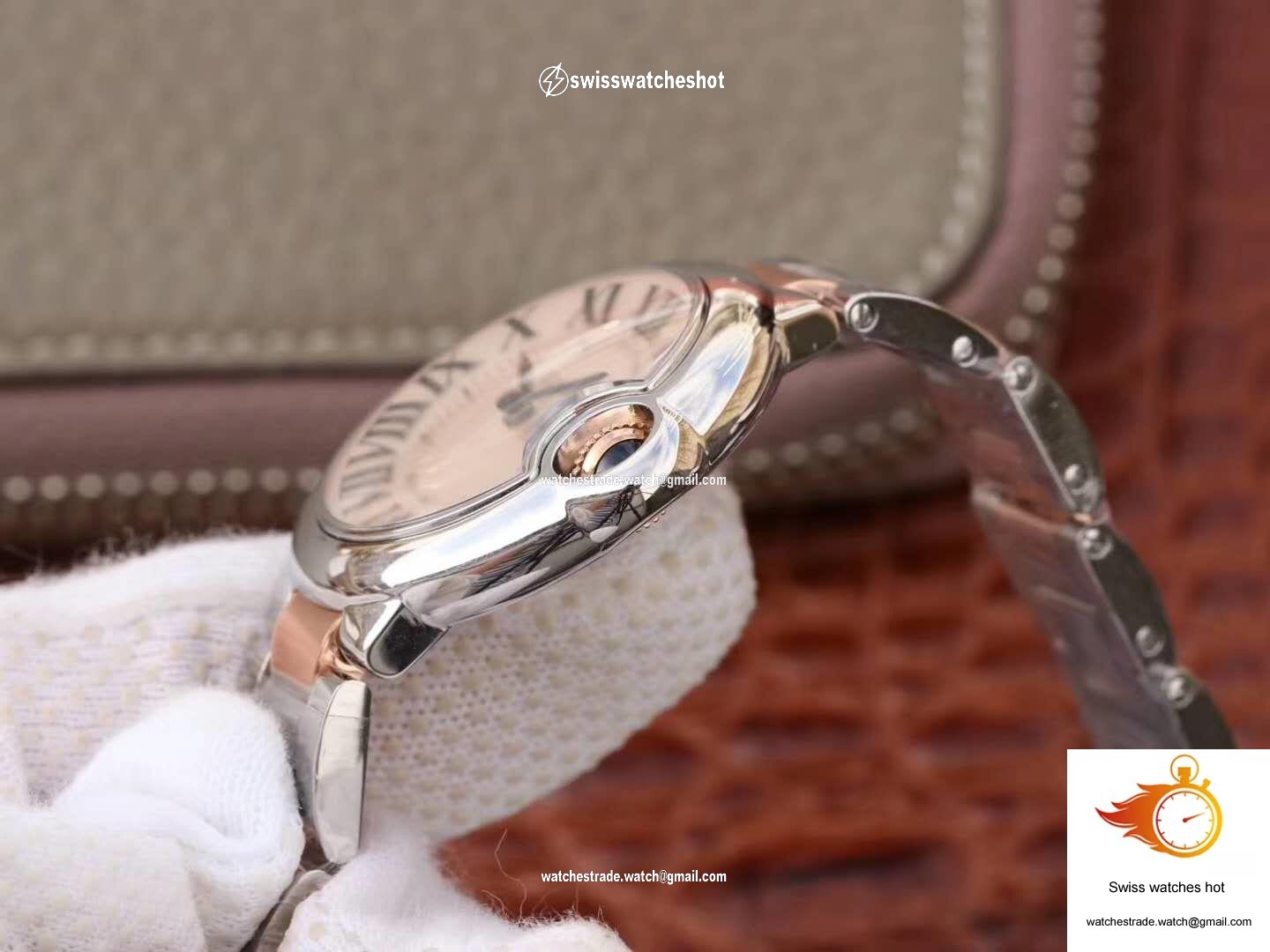 Ballon Bleu De Cartier W69201 Ladies 33MM V6 Factory Pink Dial 5