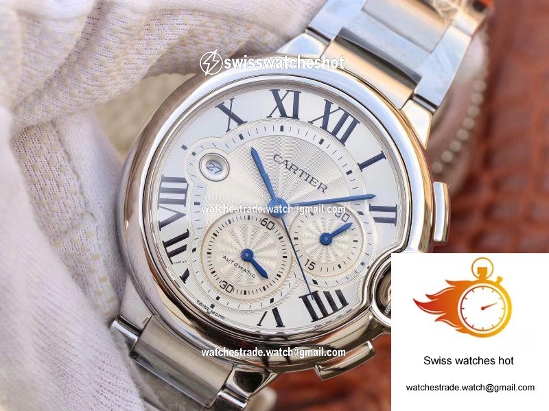 Cartier Ballon Bleu Chronograph W6920076 ZF Factory Silver Dial 5